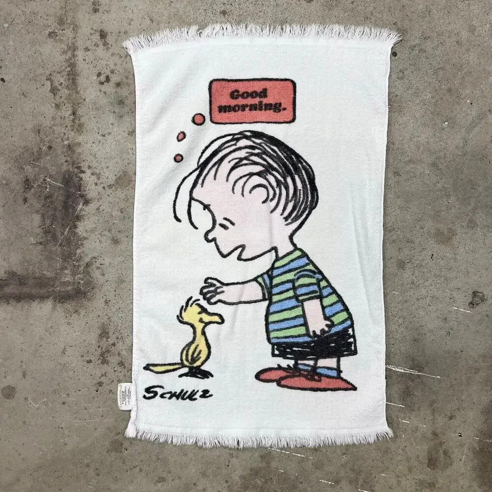 Vintage 1971 Peanuts Linus Woodstock Good Morning Hand Tea Towel Tastemaker